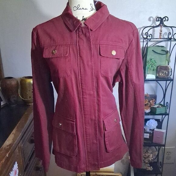 NWT DRAPER JAMES Women's Burgundy Twill Field Jacket Size XL - Picture 10 of 10